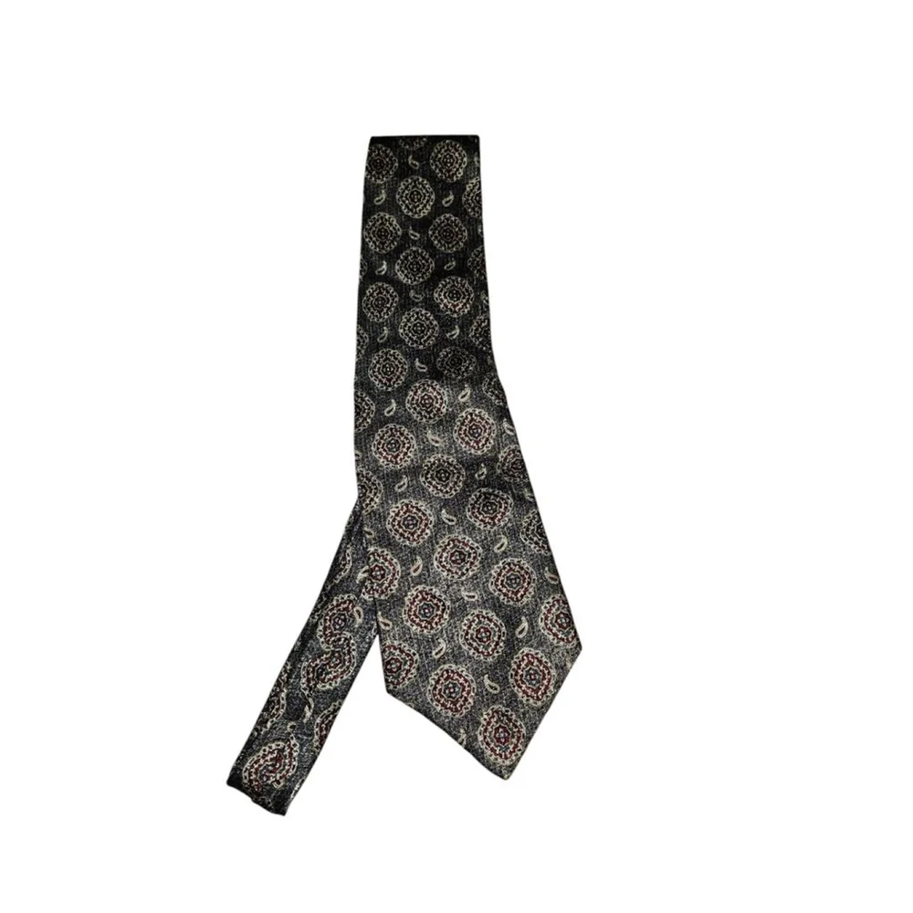 Vintage Stafford Executive Tie Gray Red Patterned Silk Necktie USA